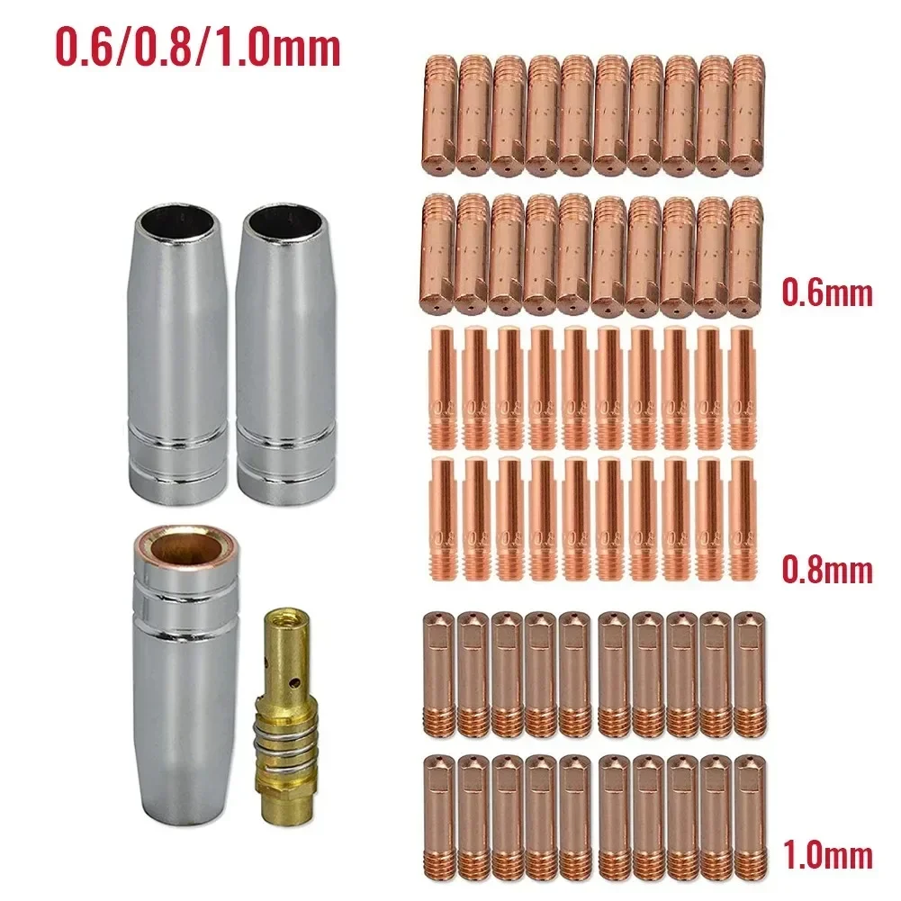 24PCS MB15&M6 MIG Welding Kit 0.6/0.8/1mm Contact Tips Shroud Nozzle Holder Spares 14AK 15AK Torches For SIP Welding Equi welding welders