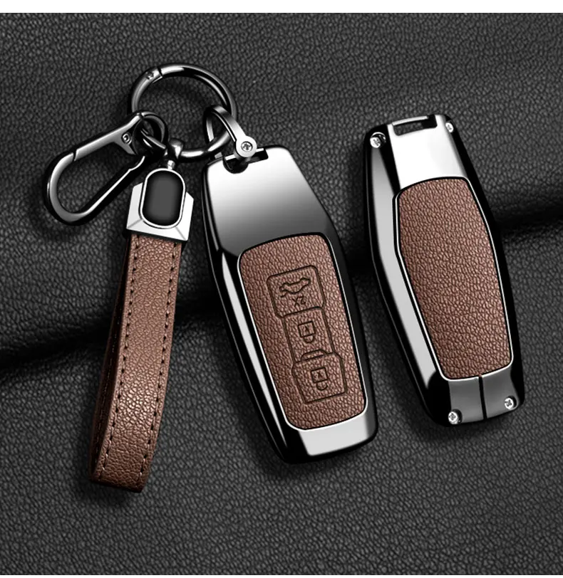 Auto Zink-legierung Leder Schlüssel Fall Abdeckung Halter Kette Für Audi A5 Audi A5 A6L 2025, Innen Dekorationen Zubehör Schlüssel schützende – Detail 9