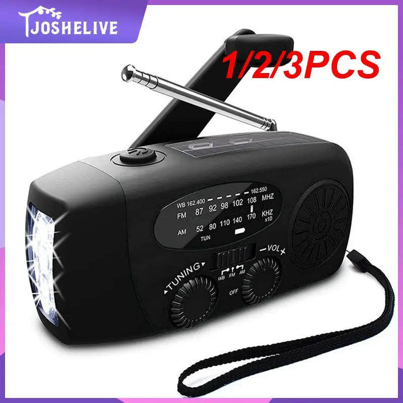 

1/2/3PCS Protable Emergency Solar Hand Crank Dynamo AM/FM/WB Weather Radio LED Flashlight Charger Waterproof Emergency Survival