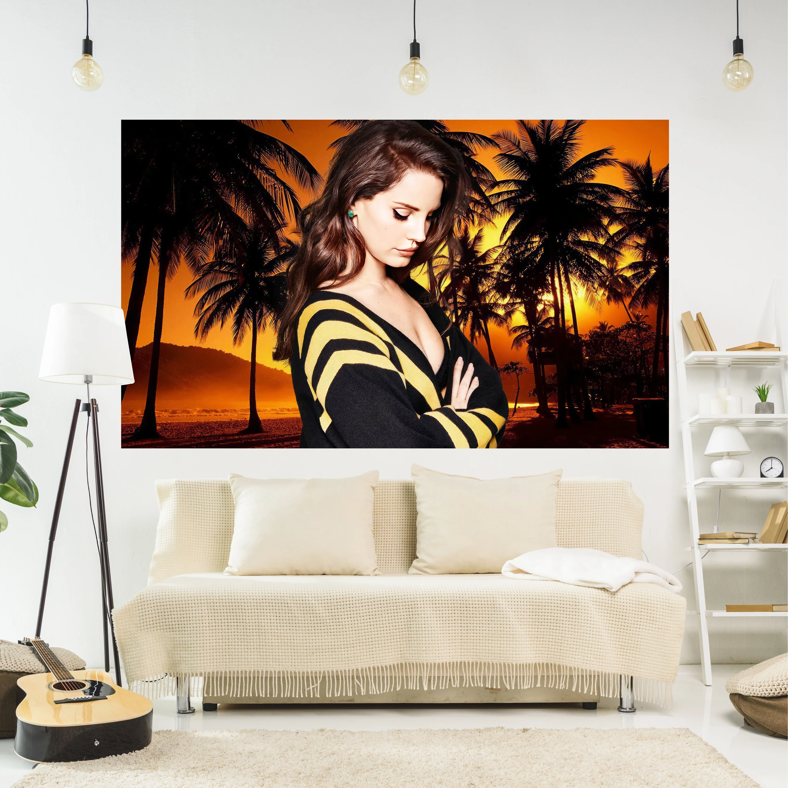 Lana Del Rey Poster Tapestry Wall Decor Hippie Rapper Smoking Printed Art Aesthetic Bedroom Or Home Decoration