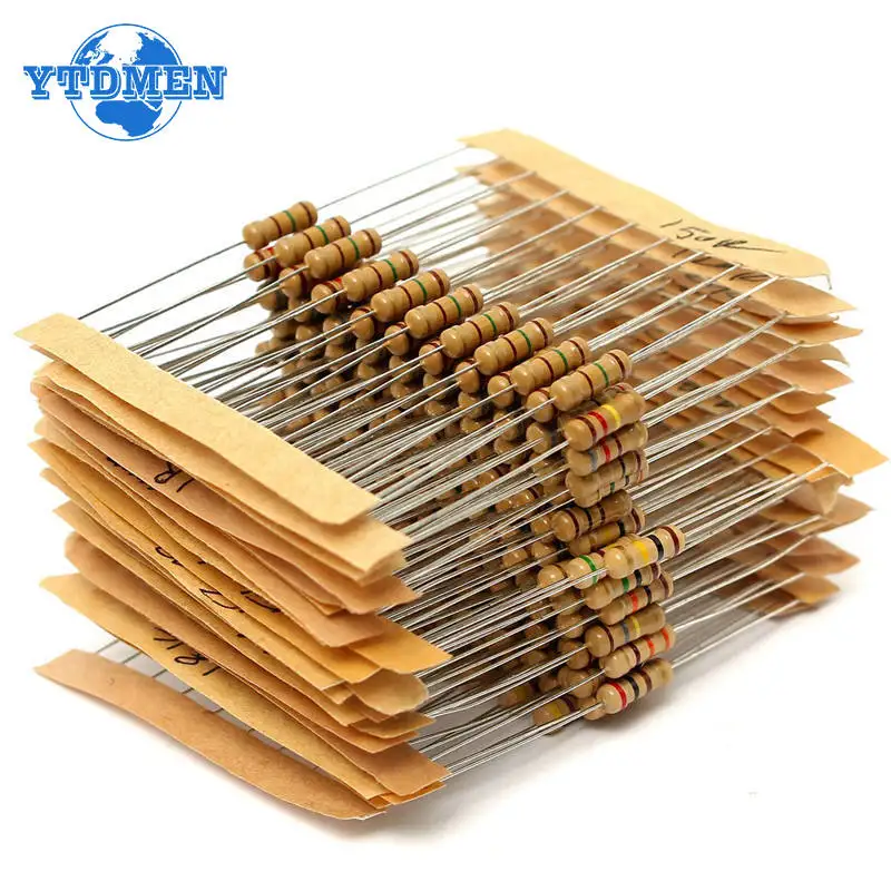 300PCS 1 Ohm-3M 0.5W Resistor Assortment Set Carbon Film Resistors DIY Resistance Assorted Kit 470R 560R 2.7K 4.7K 5.6K 6.8K 10K