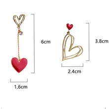  New Korean Statement Earrings for women Red Love Heart Cute Alloy Geometric Dangle Drop Stud Earrings 2022 Fashion Jewelry Gifts 