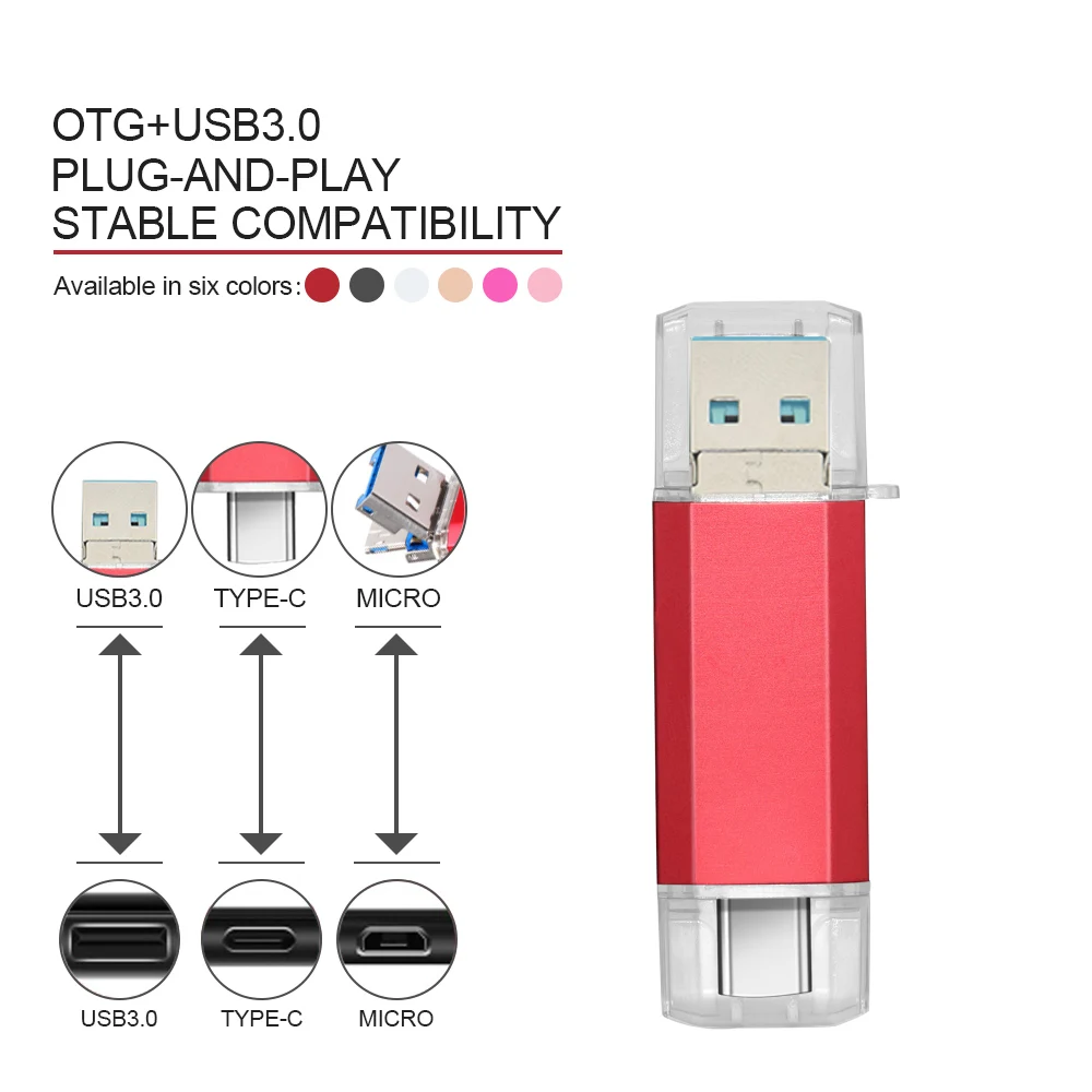 usb flash drive flash drive USB3.0 OTG USB Flash Drive 3 in 1 for iPhone/iPad/Android/PC/Type-C 128GB 64GB 32GB 16GB