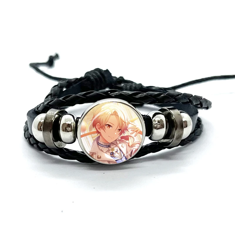 Project SEKAI Anime Wonderlands×Showtime Tenma Tsukasa Leather Bracelets Glass Multilayer Braided Bracelets Bangles Jewelry Gift 6