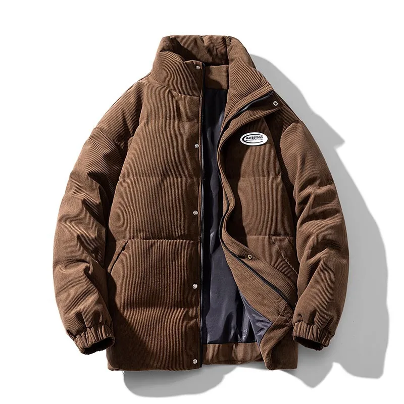 

Men's Casual Youth Stand Collar Corduroy Padded Jacket