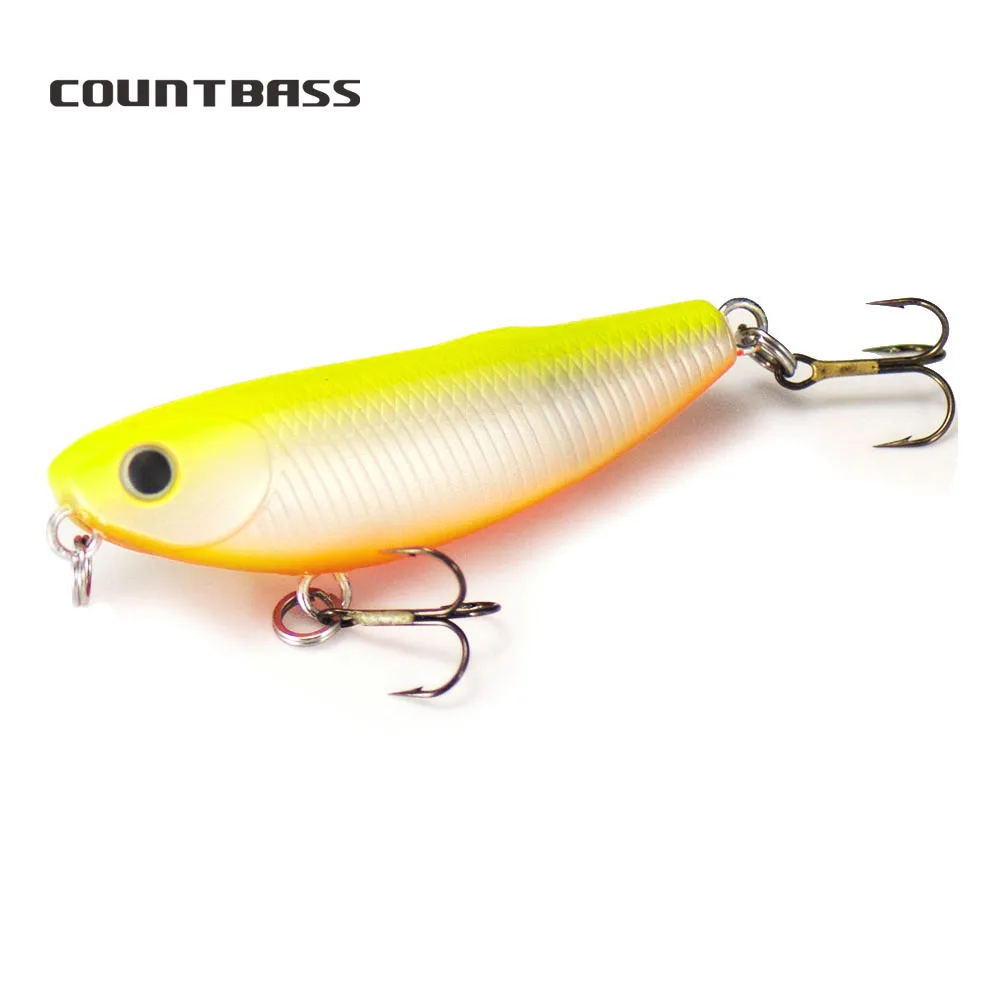 Countbass-Oberflächenstift 52 mm 2 Zoll 5,5 g 3/16 oz. mit VMC-Haken Topwater Fishing Lure Stick Bait Bass Hard Baits