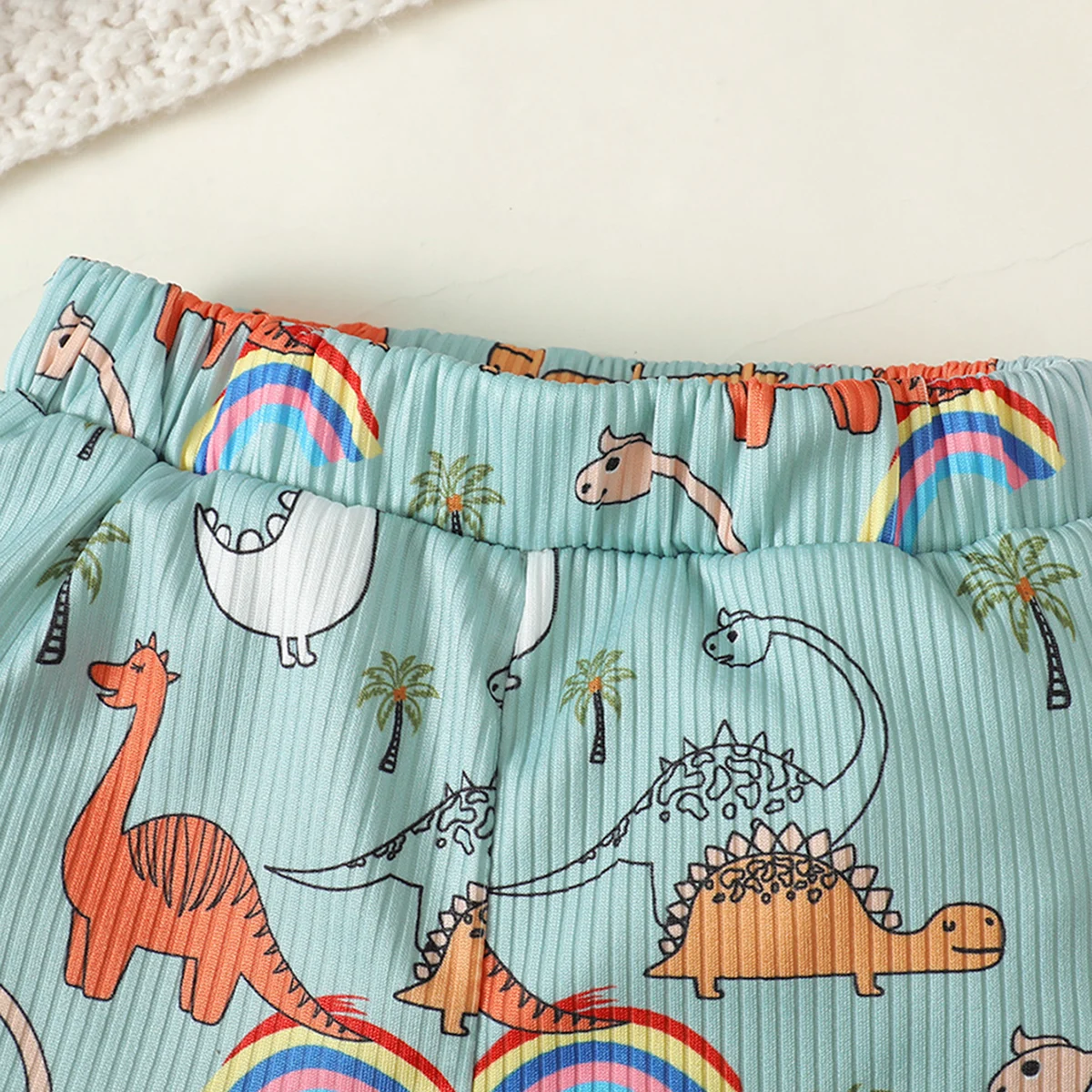 Baby Boys Cute Dinosaur And Tiger Graphic Print T-shirt & Shorts Set Clothes 2pcs