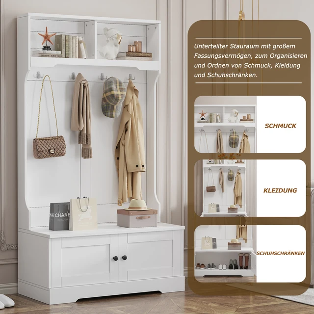 Anajqaqia Ensembles de armoires, armoires d'entrée, armoire de rangement, étagères murales, ensembles de chambre à coucher, portemanteau, avec espace de rangement 1
