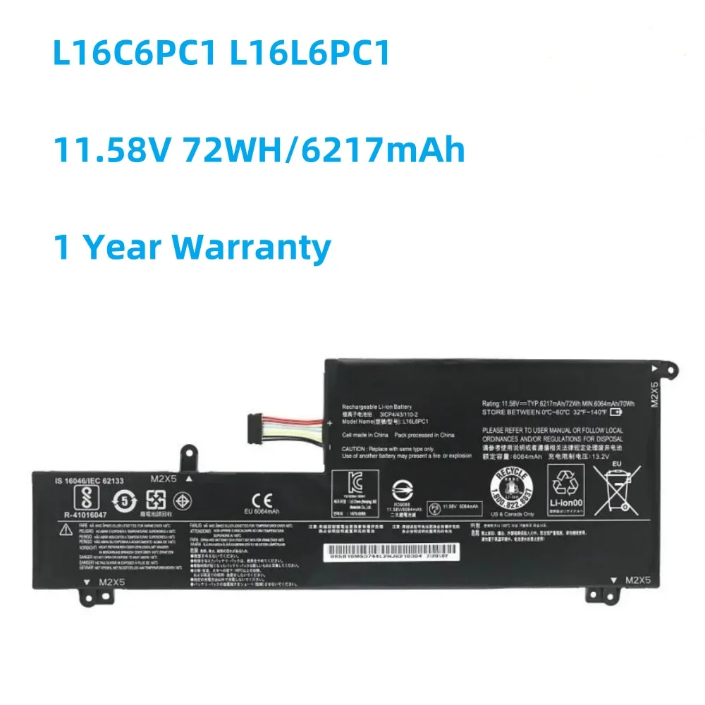 

L16L6PC1 L16C6PC1 Laptop Battery for Lenovo Yoga 720 720-15 720-15Ikb Series Notebook L16M6PC1 11.58V 6217mAh 72WH