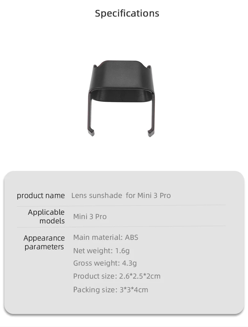 Description Picture 3 of itemMini 3 Pro Lens Cover Anti-glare Gimbal Camera Guard Lens Hood Sunshade Protective Cover for DJI Mini 3 Pro Accessories
