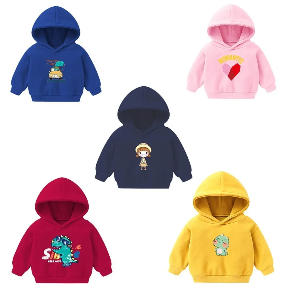 Baby Hoodie Children's Cute Cartoon Long-sleeved Plus Velvet Jacket Kids Winter Sweater Baby Girl Boy Sweatshirt 12M-6T