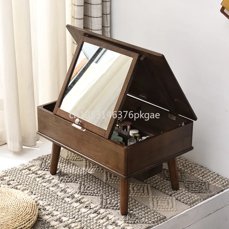 

Solid Wood Dressing Table for The Window Bay Featuring A Nordic Design with A Flip-top Lid Suitable for Use As A Makeup Desk