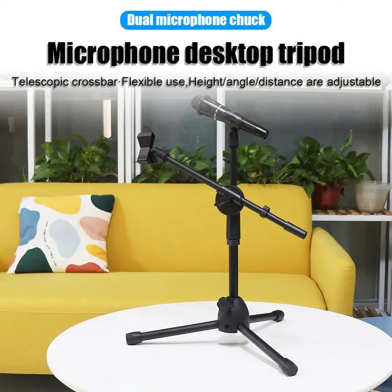 Mic Stand Portable Mic Stand Microphone Floor Boom Support Boom Gooseneck MicClips Tablet Phone Holder