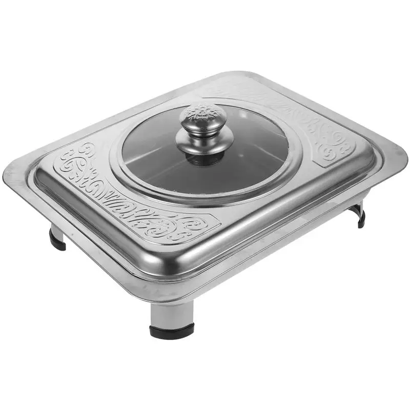 Stainless Steel Food Warmer Chafing Dish Food Tray Chafer Set Pan Dishes Warmer Server Warmers Metal Pot Pans Catering Warming Trays