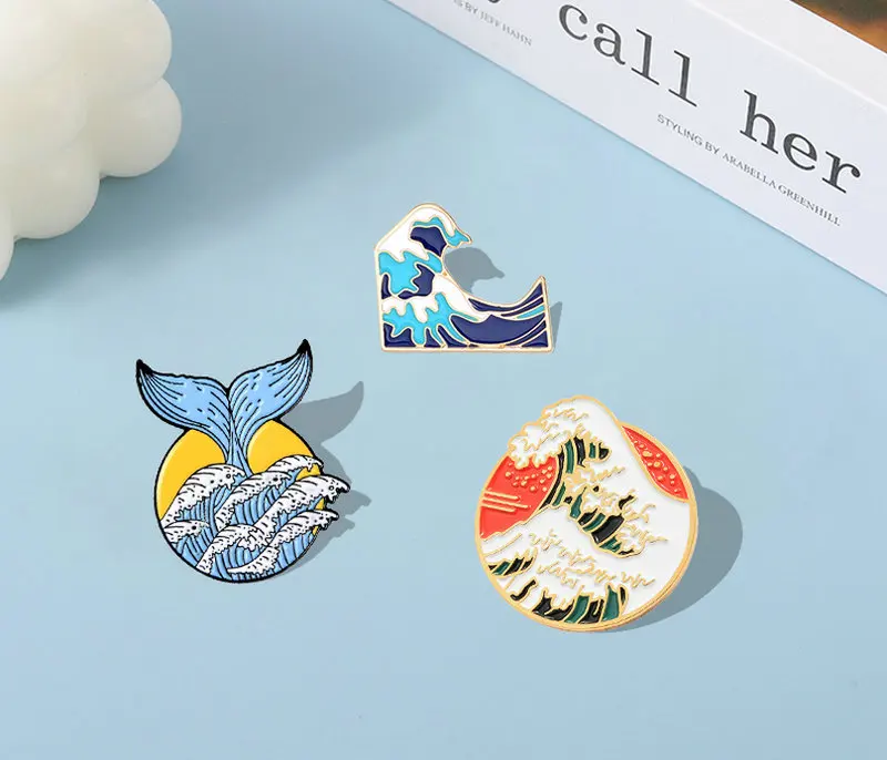 Secret Of Ocean Smalto Pin Sea Wave Mermaid Tail Badge Spille Personalizzate Spilla Jeans Camicia Bag Freedom Mind Jewelry Gift