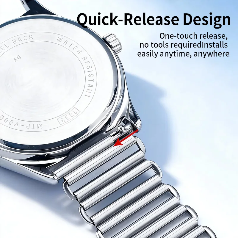 Sleek Stainless Steel Ladder-Style Universal Quick-Release Watch Band