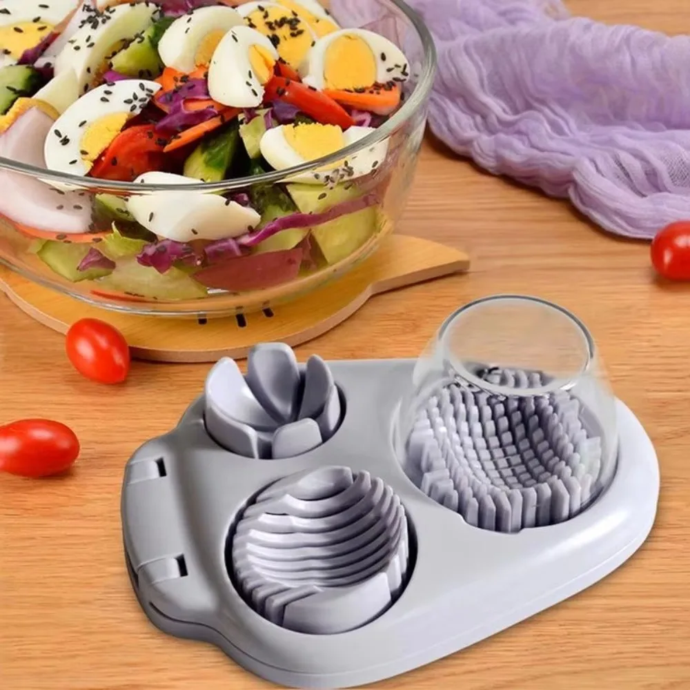 Gifts 3 in 1 Egg Cutter Manual Multifunctional Portable Fruit Slicing Tool Kitchen Gadge Vegetable Crusher Hard Boiled Eggs