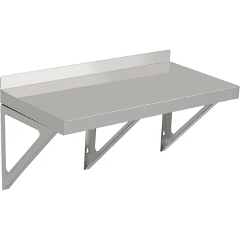 Alternative view of Stainless Steel Wall Shelf Commercial Wall-Mounted Shelving Appliance & Equipment Metal Shelving With a Backsplash and Two Brack