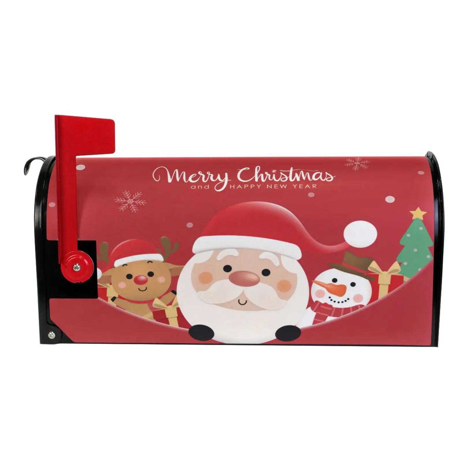 Happy New Year Merry Christmas Santa Claus Mailbox Cover Magnetic Wrap Standard Size Letter Post Box Cover Decal Garden Decor