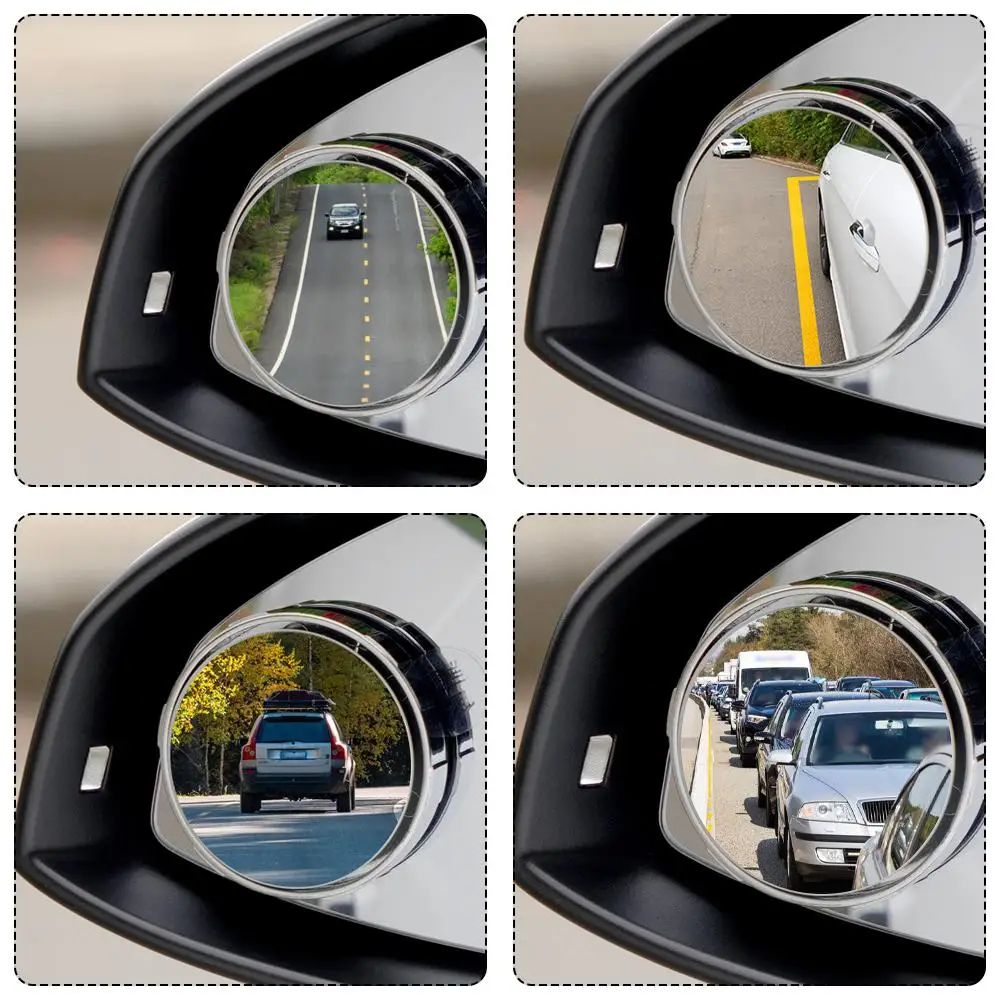 Espelho de carro ajustável de 360 graus Blind Spot, espelho convexo retrovisor auxiliar, Round Frame Wide Angle Mirrors para carro reverso, 2Pcs - AliExpress