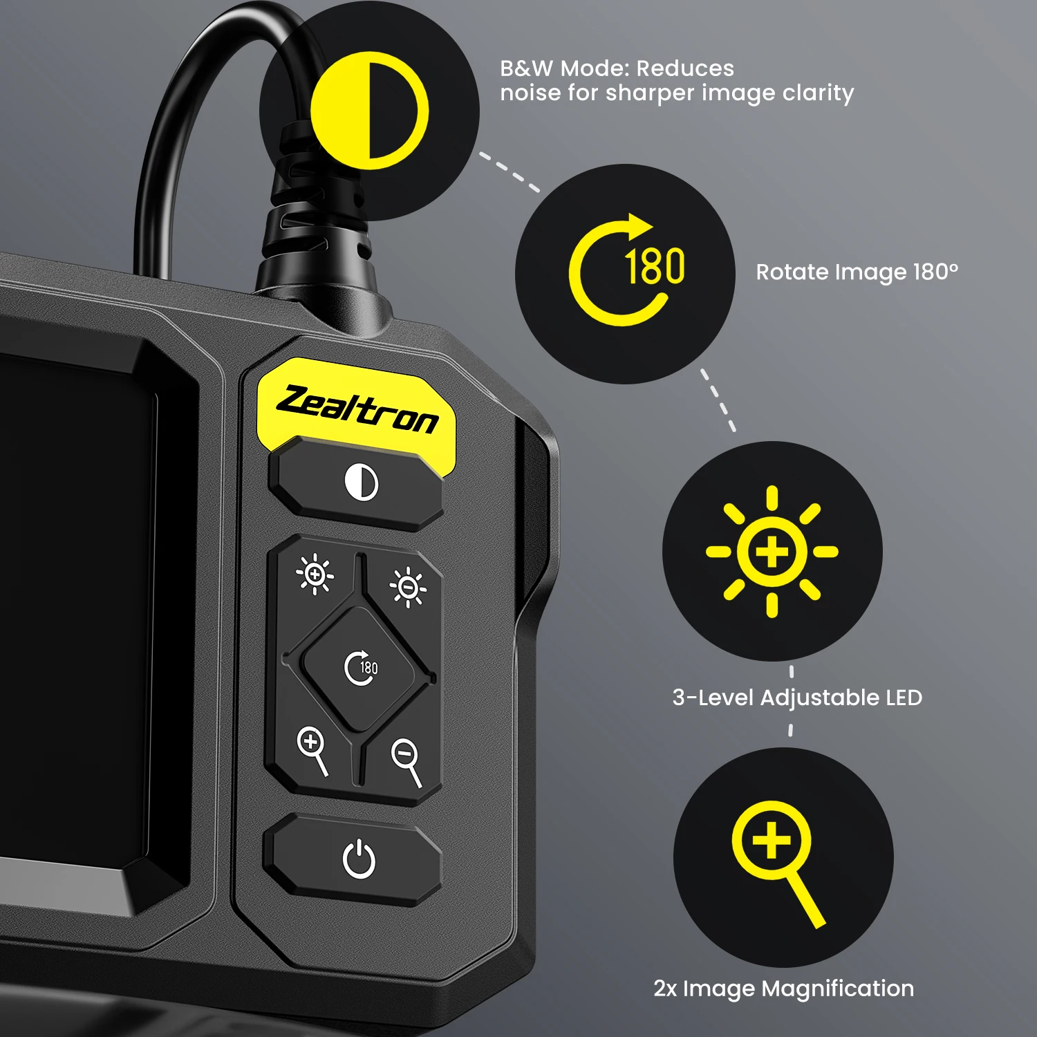 4.3'' IPS Screen Industrial Endoscope 8MM Probe 8LEDs Car Inspection Borescope Waterproof Plumbing Camera 2600mAh 5M Rigid Cable 4