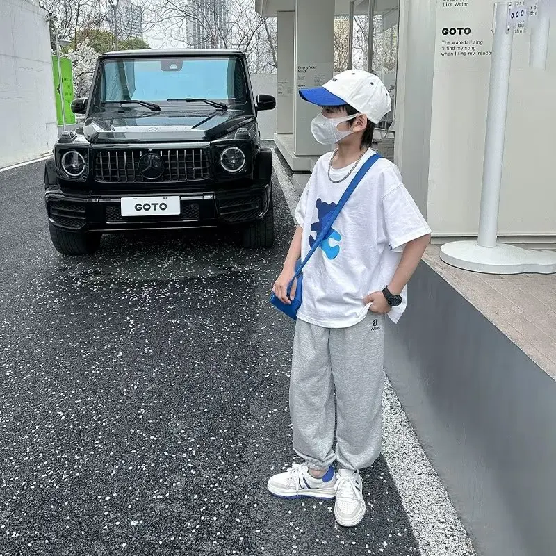 Jogging children's sports pants boys' casual pants thin spring and autumn polyester sportswear long sanitary