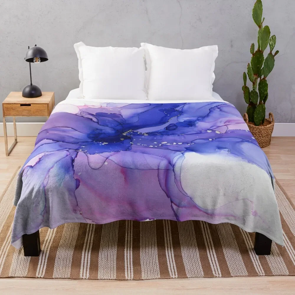 

Ethereal Flower Violet Ink Throw Blanket Nap Sofa Bed Fluffy Shaggy Furry Blankets