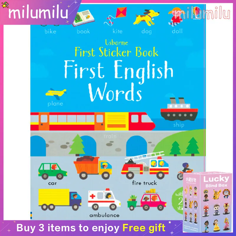 

MiluMilu Usborne Original Children Popular Education Books First Sticker Book English Words Colouring Activity