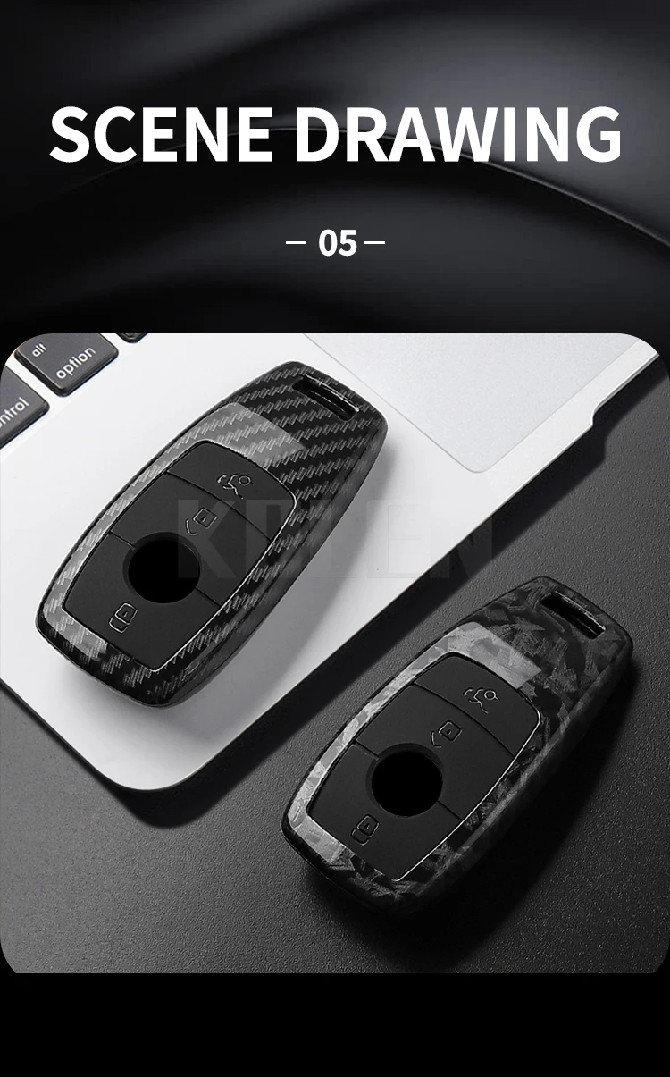 ABS Carbon Faser Stil Auto Schlüssel Fall Abdeckung Für Mercedes Benz E S G Klasse GLC CLE CLA GLB GLS W177 W205 W213 W222 X167 AMG E200 – Detail 8