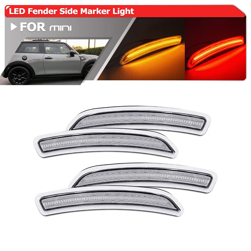 

4x Подходит для BMW Mini Cooper F55 F56 HardTop F57 Convertible 2014-2019 передние и задние янтарные красные светодиодные боковые габаритные огни