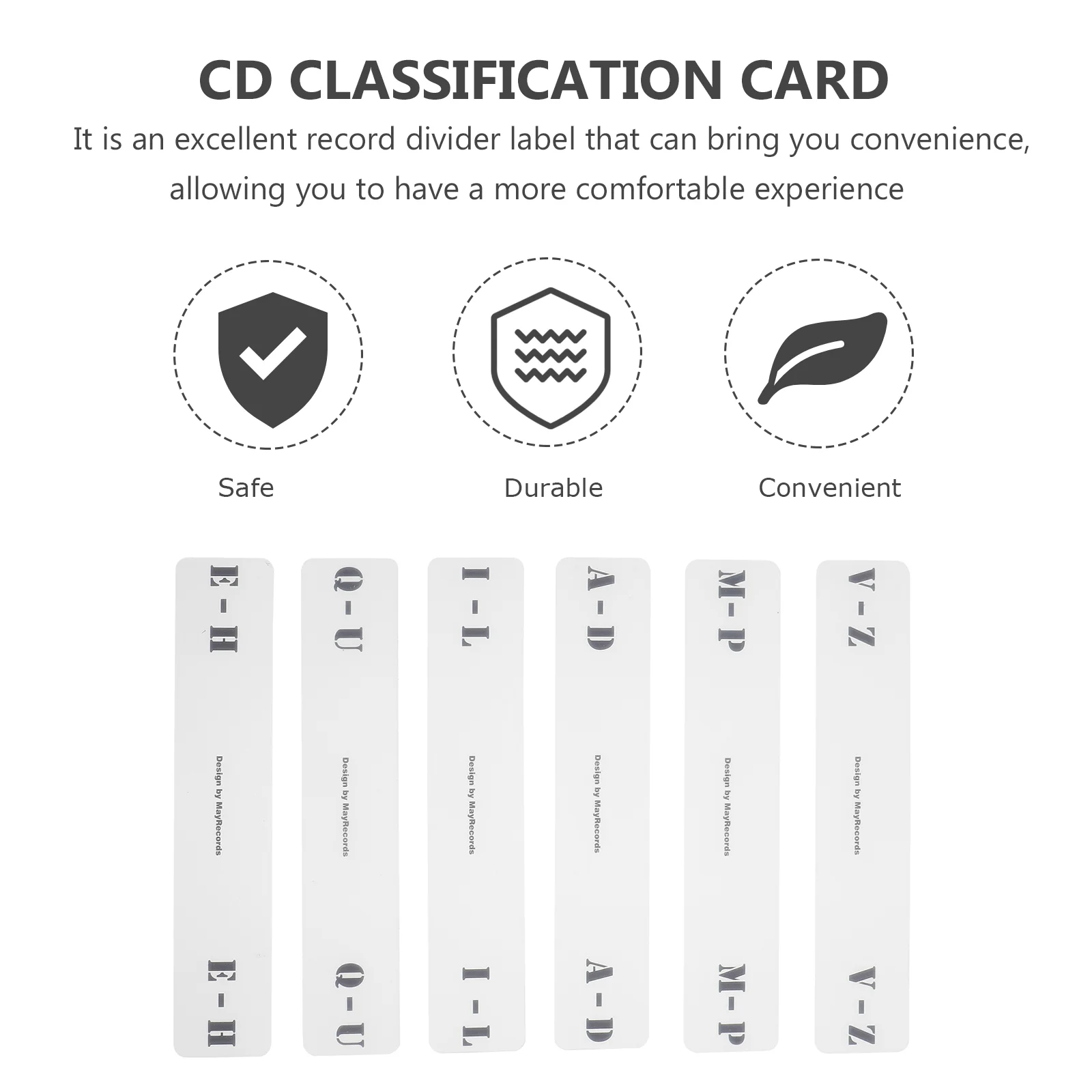 레이블 카드 정리함 알파벳 탭 아크릴 인덱스 카드, CD 레코드 정렬, 6 개
