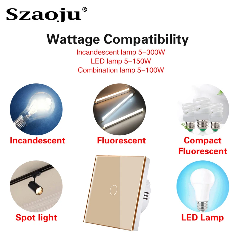 EU AC100-240 터치 스위치 전원 Led 패널 벽 조명 스위치 강화 블랙 화이트 크리스탈 유리 1/2/3 갱 Interruttore 스위치