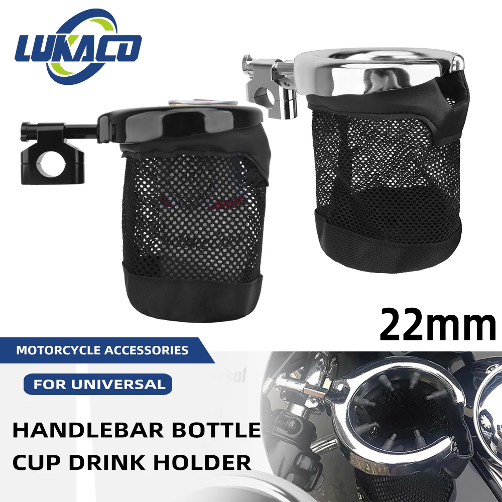 22mm Universal Handlebar Drink Cup Holder 7/8Motorcycle Bottle Cup Support Adjustable For Harley Touring Sportster Honda Yamaha motorcycle universal 22mm 25mm 32mm handlebar support bottle drink cup holder for harley touring sportster honda yamaha kawasaki