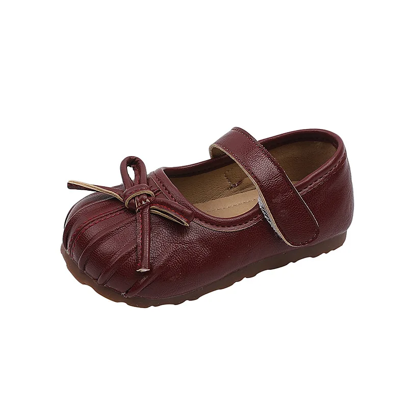 Girls Leather Ballet Shoes Soft Bottom Elegant Korean Style