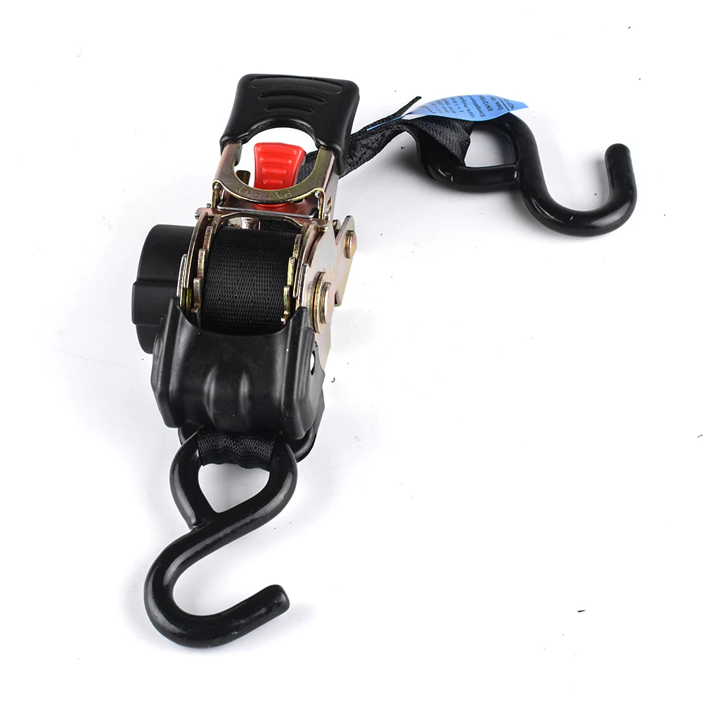 Auto Retract Strap Transom Tie Down Hooks Safety Strap Retractable Compact Cargo Motorcycle Trailer Aids