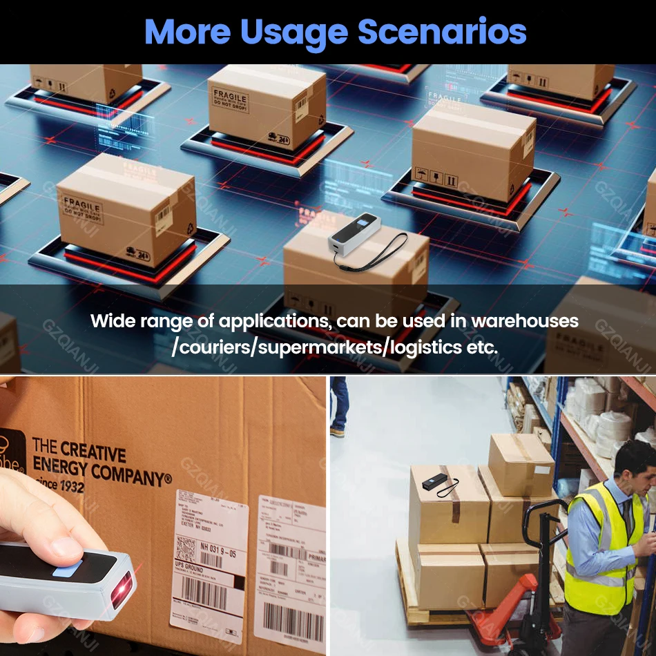 Mini Bluetooth 2D Barcode Scanner 3-in-1 USB 2.4G Wireless Connection QR Image Reader PDF417 Data Matrix Screen Scanning