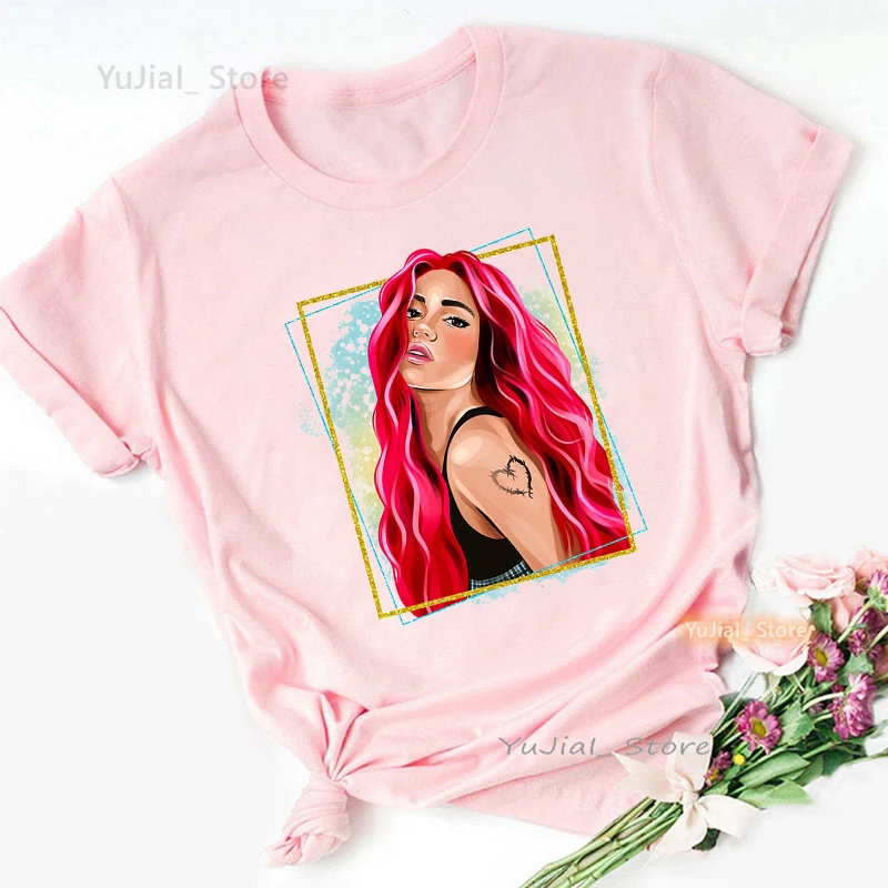 Beckyg Karol G Bichota Grafik Druck T Shirt Mädchen Schöne Rosa Casual T-shirt Frauen Harajuku Hemd Sommer Mode Tops T – Detail 18