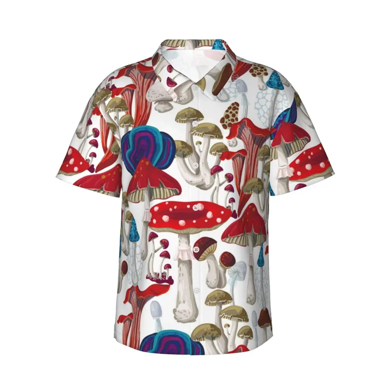 thumbnail image 1 of Camisa hawaiana divertida para hombre, con estampado de hojas de ginkgo y hongos, de manga corta, con botones, para playa, ropa informal de calle para niños y mujeres, 1 of 5