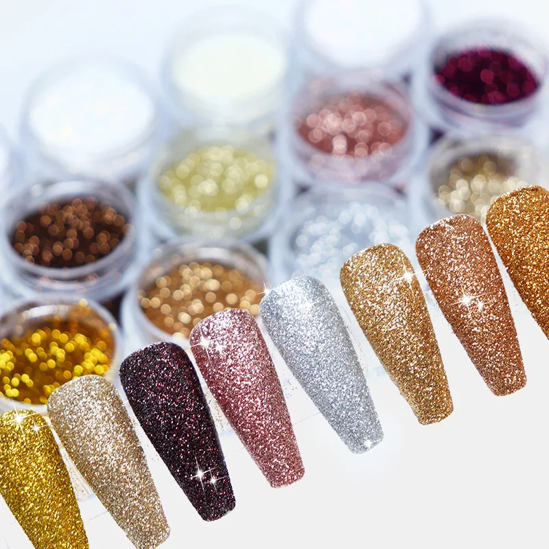 0.2mm Holographic Sugar Powder Laser Nail Glitter Shining Fine Colorful Chrome Pigment Dust For DIY Polish Nail Art Decorations