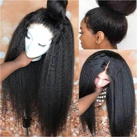 Perruque Brésilienne Naturelle Sans Colle, Cheveux Crépus Lisses, Yaki, 13x4, pour Femme Africaine 3
