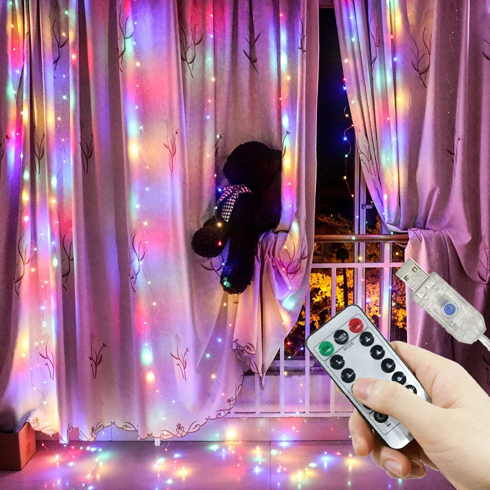 LED Curtain String Lights for Holiday and Party Decoration – Festive USB-Powered Garland