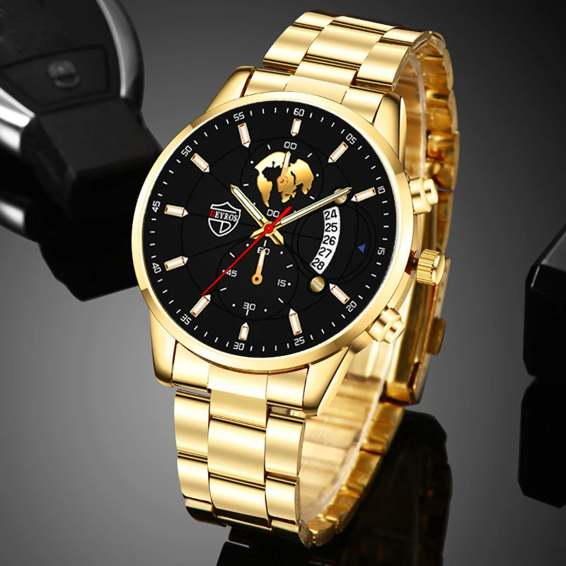 Brand Luxury Men's Stainless Steel Quartz Watches Fashion Man Calendar Sports Wristwatch Male Luminous Clock Leather Watch