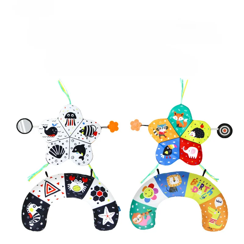 Baby Pillow Baby Safety Pillow Baby Pillow Tummy Time Toy Black And White Lying Pillow High Contrast Double-Sided Sensory Toy Newborn Head-up Training