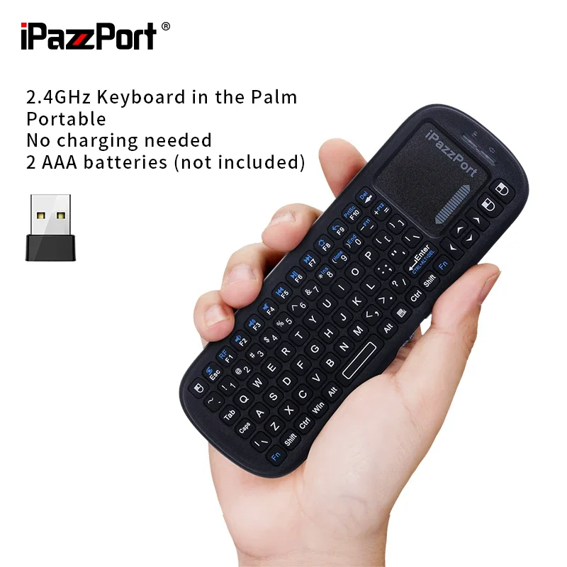 IPazzPort 2.4G Mini Wireless Keyboard with Touchpad Mouse Combo, Handheld Portable for Tablet/Laptop/Notebook/ Android TV Box/PC