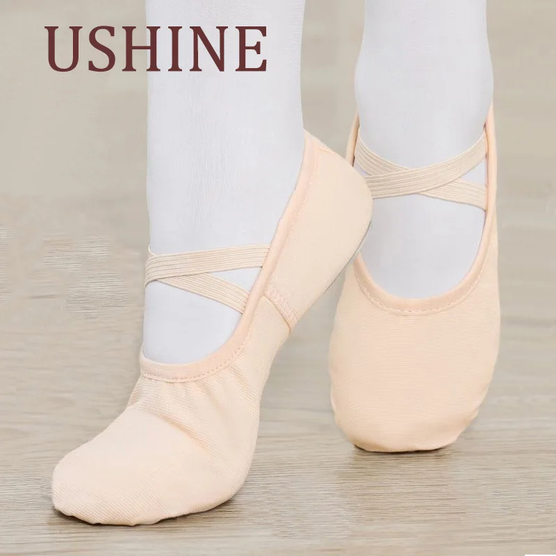 USHINE dívčí balet boty plátna balet tančit bačkory pro ženy děti děti nacvičovat klasický rozseknout -sole dospělý plochý tančí