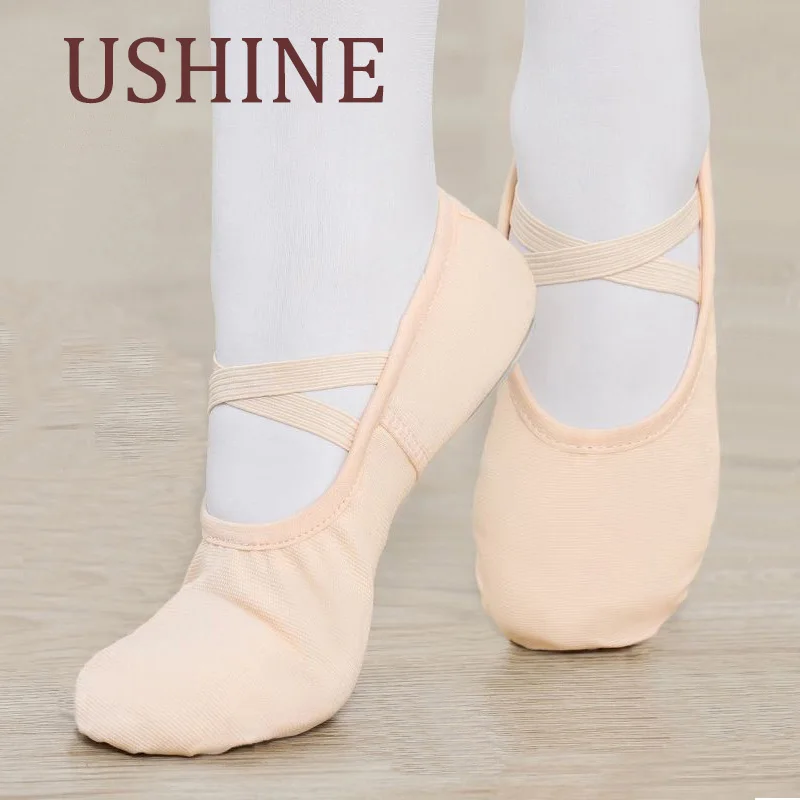 USHINE Girls Ballet Shoes Canvas Ballet Dance Slippers for Women Kids Children Practise Classic Split -Sole Adult Flat Dancing