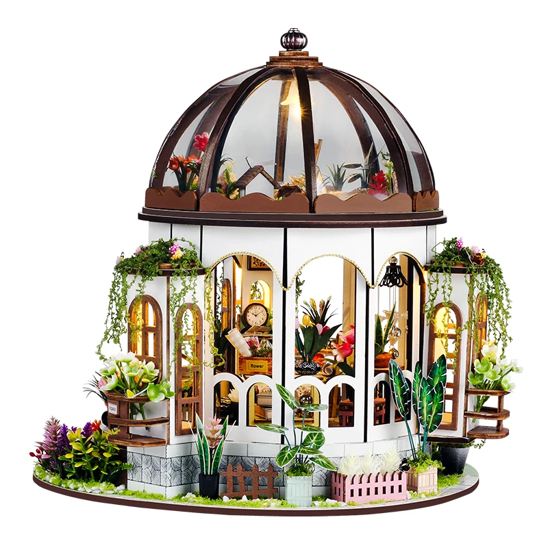DIY Wooden Miniature Model Kit Hanging Garden Casa Doll Houses 3D Puzzle Dollhouse With Furniture for Friends Christmas Gifts 4