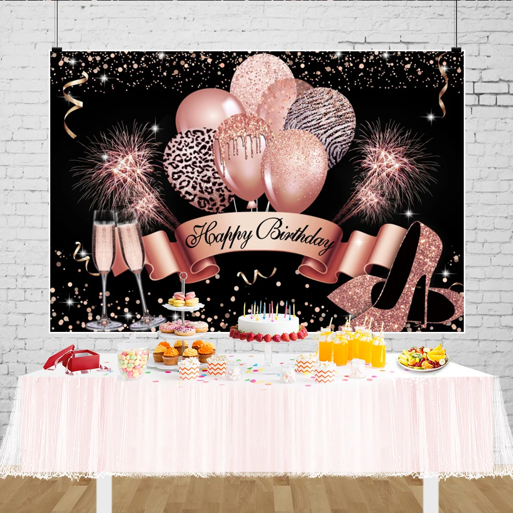 Adult Birthday Backdrops Photography Golden Glitter Spots Baby Shower Boy Girl Party Decor Photographic Background Photo Studio photo backdrop