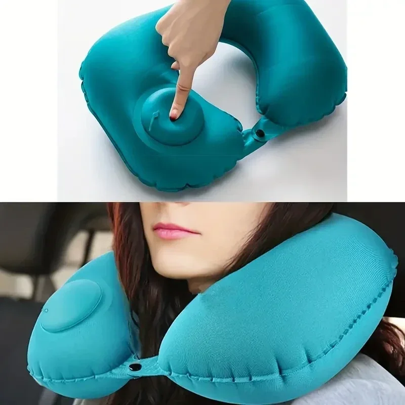 U-Shape Neck Pillow Outdoor Travel Push Type Auto Inflatable Neck Pillow Pillow Camping Car Headrest Car Accessories Interior car pillow car headrest car neck pillow