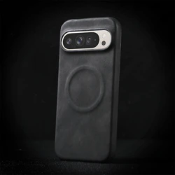 MagSafe Matte Sheepskin Leather Shockproof Case with Wireless Charging Compatibility for Google Pixel 8 Pro (Black)